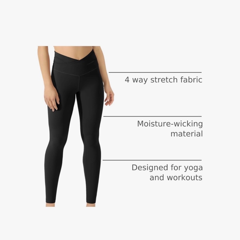 Women's Heather Blue and Black Cross Waist Leggings by Ododos (2 pack) C210 - Picture 8 of 8
